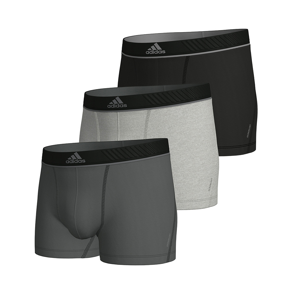 Adidas boxershorts active microfiber flex 3-pack zwart-grijs