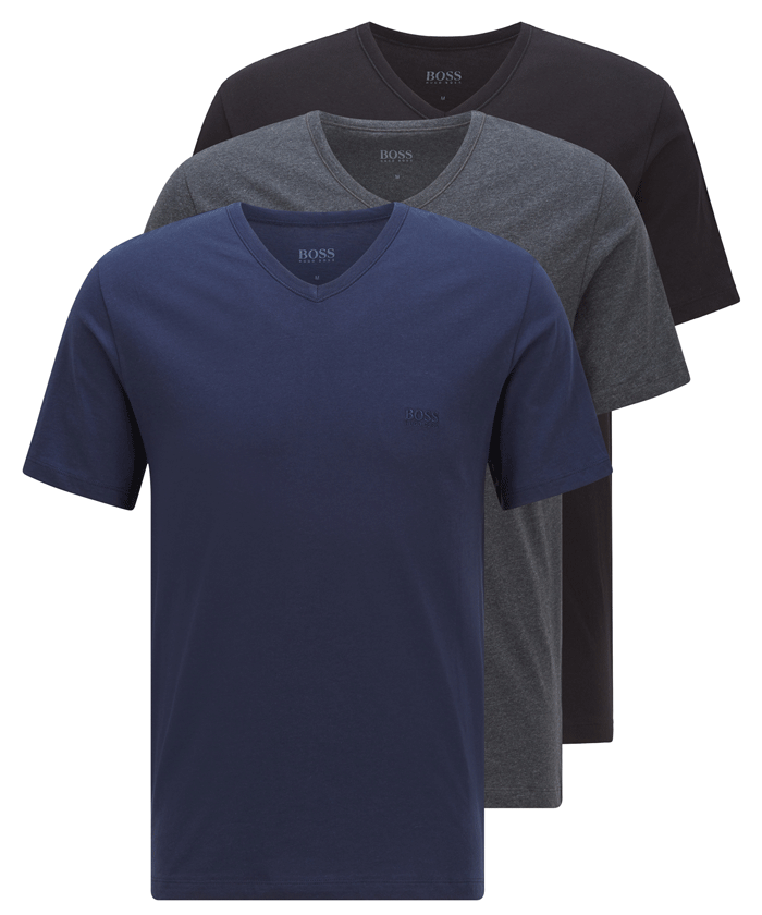 Hugo Boss T-shirts V-hals 3-Pack blauw-grijs-zwart