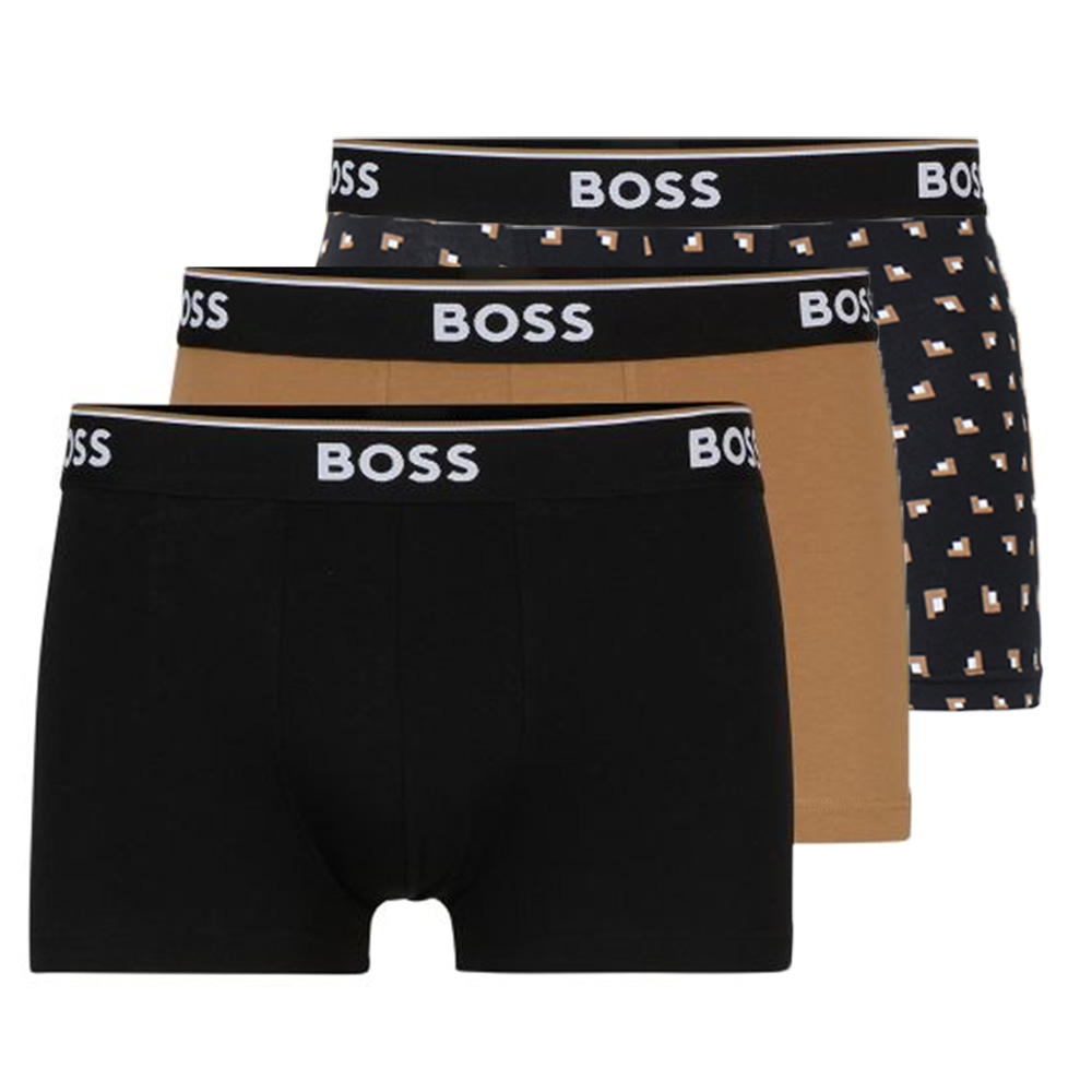 Hugo Boss Power boxershort - trunk 3-pack beige-zwart