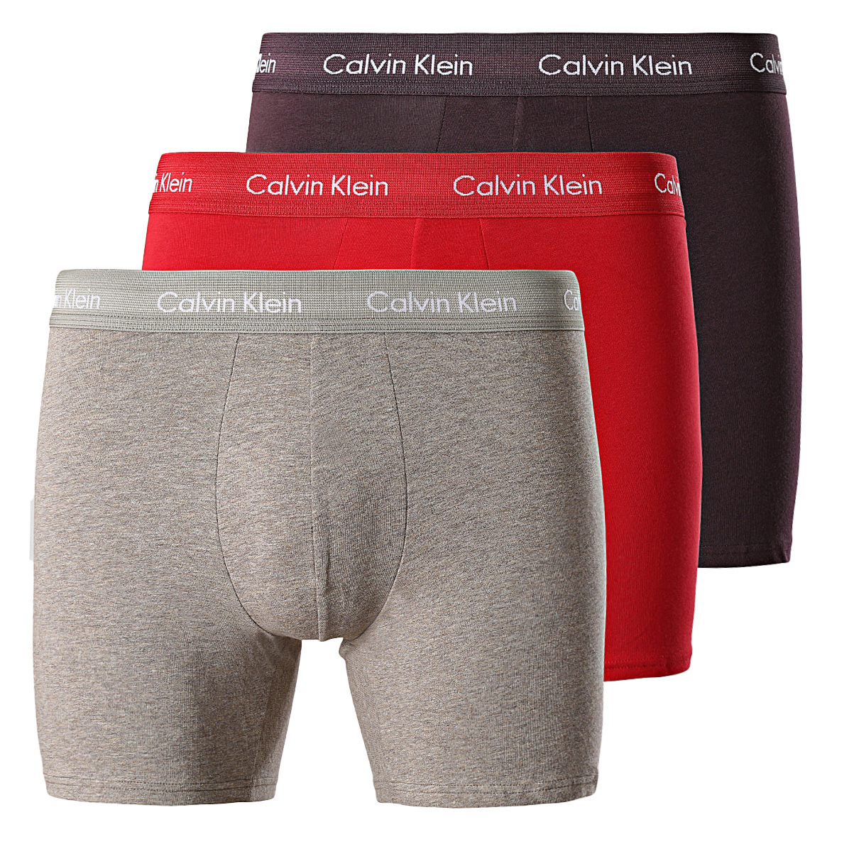 Calvin Klein Boxershorts long 3-pack rood-bruin