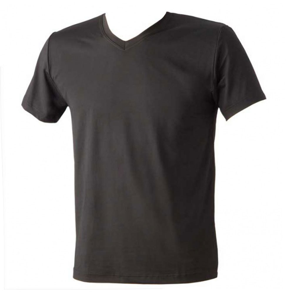Set T-shirt microfiber met V-hals zwart