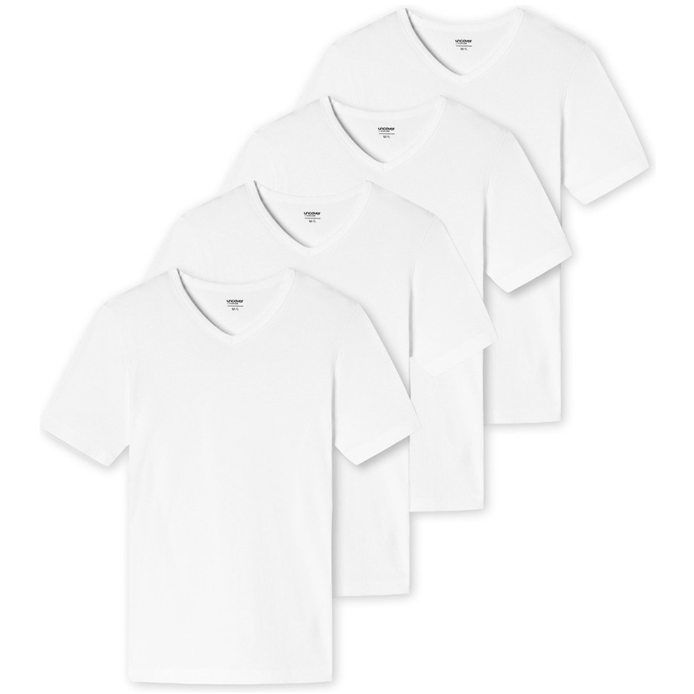 Schiesser T-shirt V-hals Uncover 4-pack wit