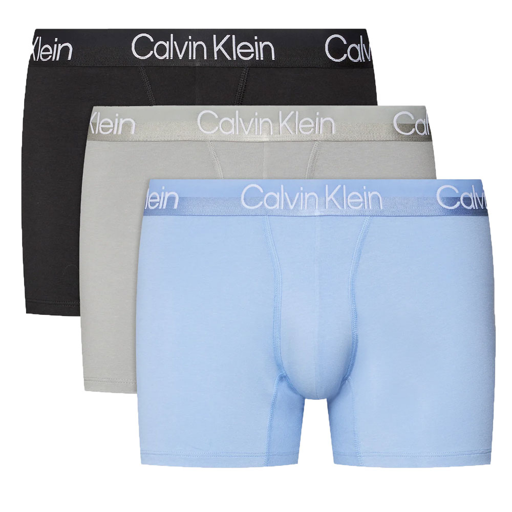 Calvin Klein Boxershorts modern structure blue-grijs-zwart 3-pack