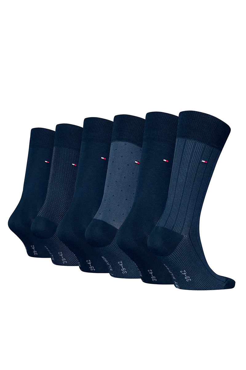 Tommy Hilfiger sokken giftbox 6-pack blauw