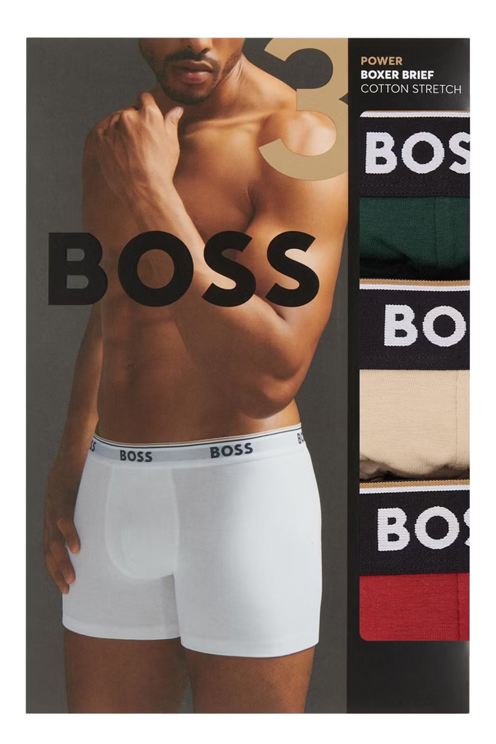 Hugo Boss Power boxershorts 3-pack beige-rood-groen