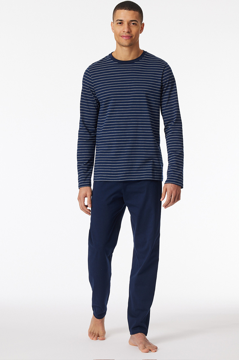 Schiesser Pyjama blauw gestreept