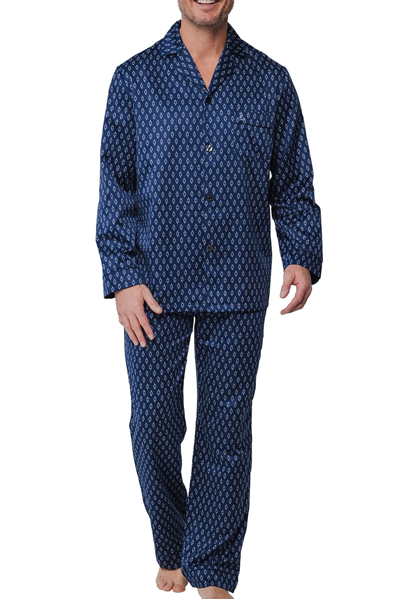 Robson satijnen pyjama met knopen blauw 