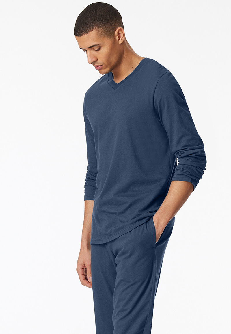 Schiesser Pyjamashirt lange mouw royal blue