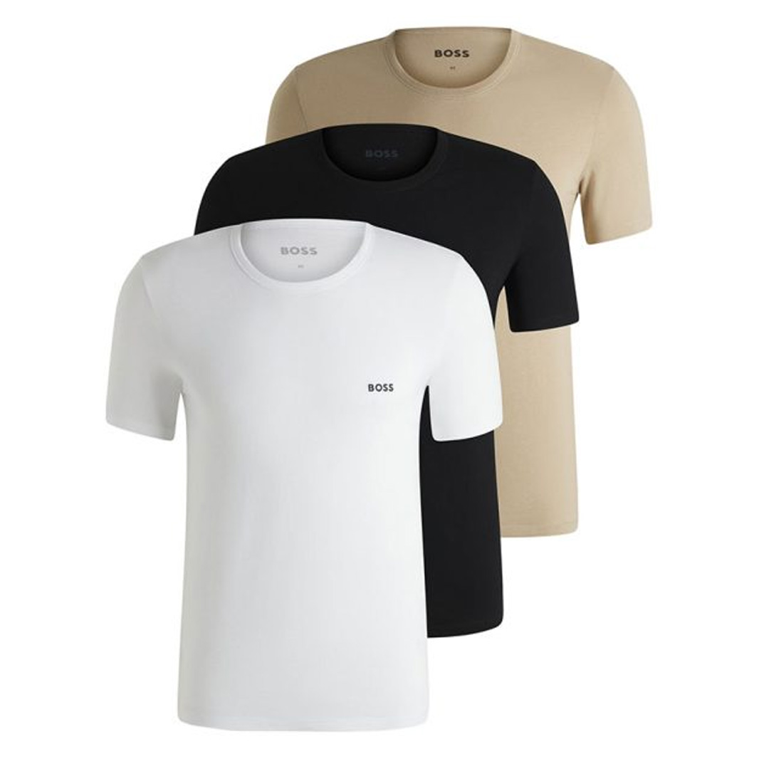 Hugo Boss T-shirt Classic 3-pack beige-zwart-+wit