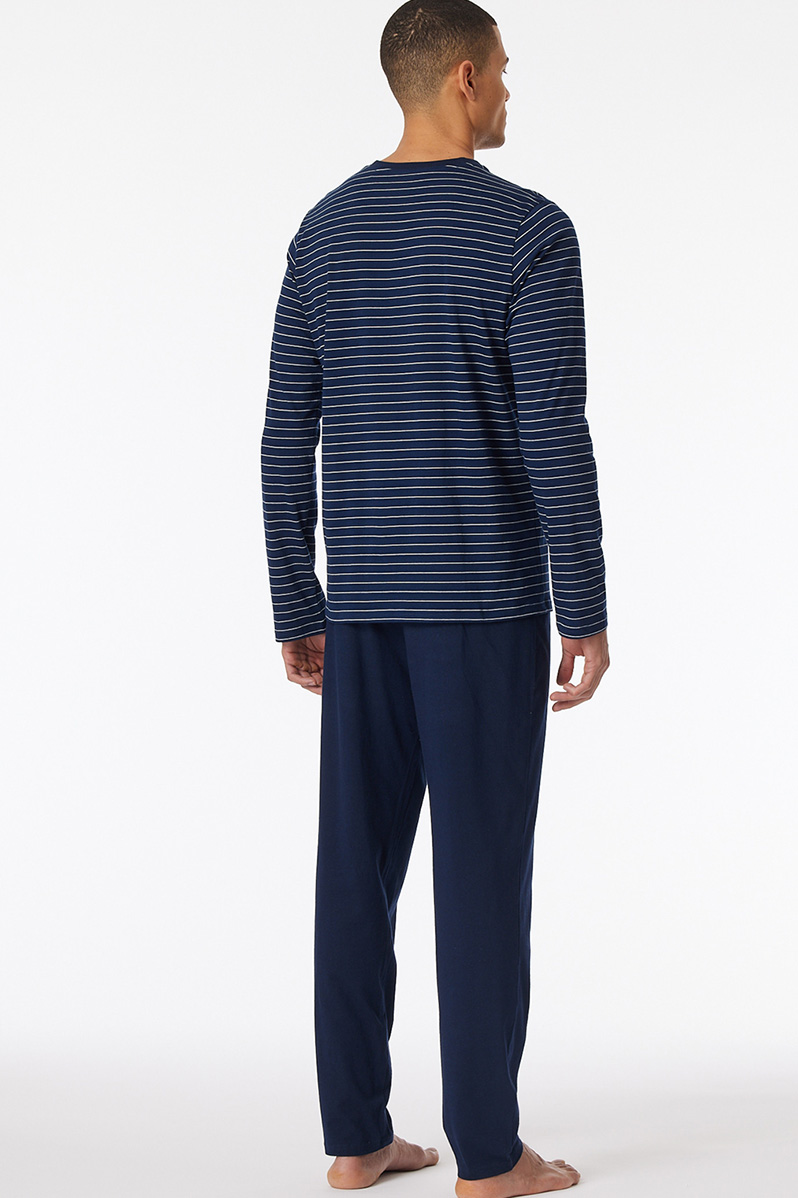 Schiesser Pyjama blauw gestreept