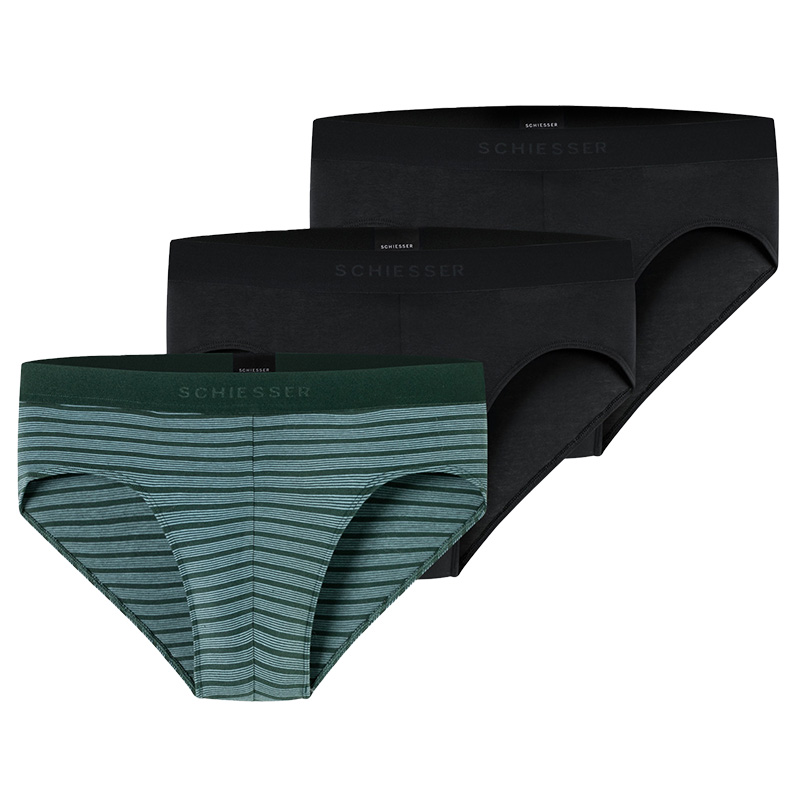 Schiesser 95/5 rio slips 3-pack zwart-groen