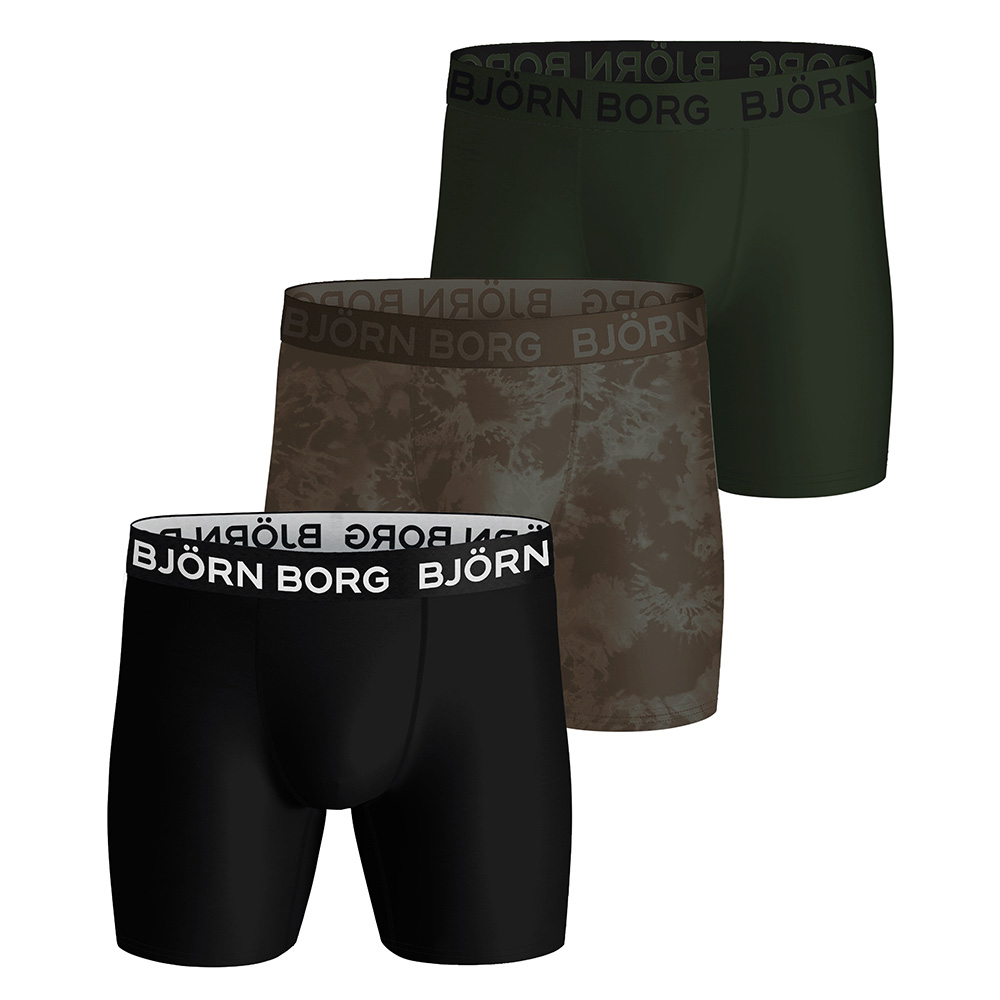 Bjorn Borg Performance boxershorts 3-pack groen-zwart 