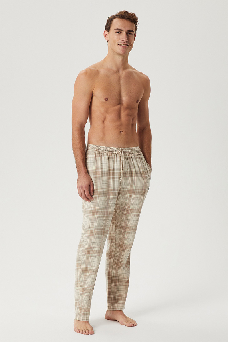 Bjorn Borg Pyjamabroek flanel beige ruit   