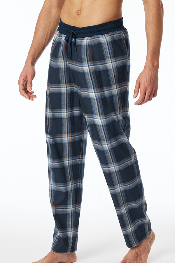 Schiesser pyjamabroek Flanel blauw