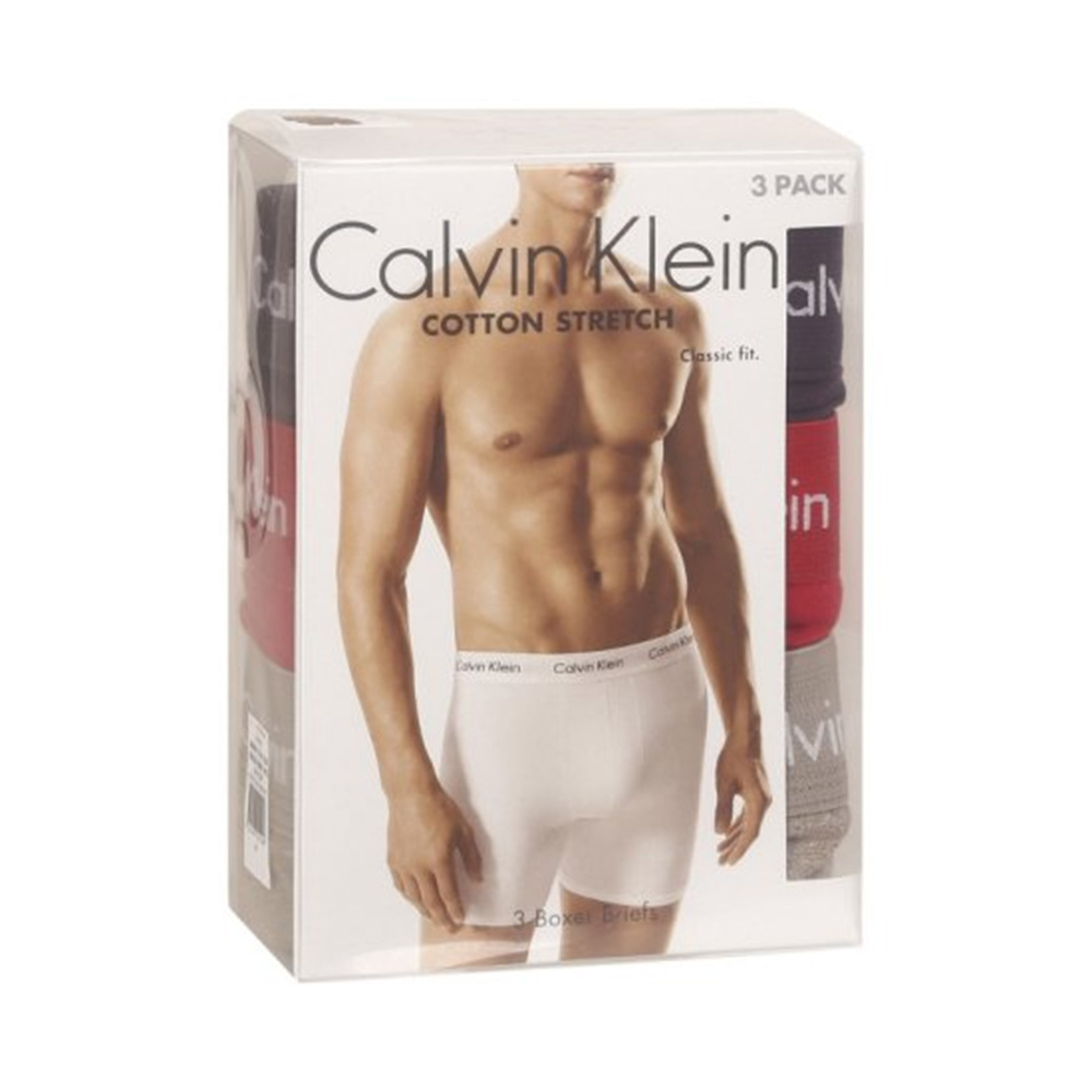 Calvin Klein Boxershorts long 3-pack rood-bruin