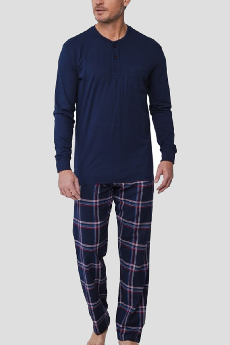 Pastunette  Pyjama met flanelle broek blauw  