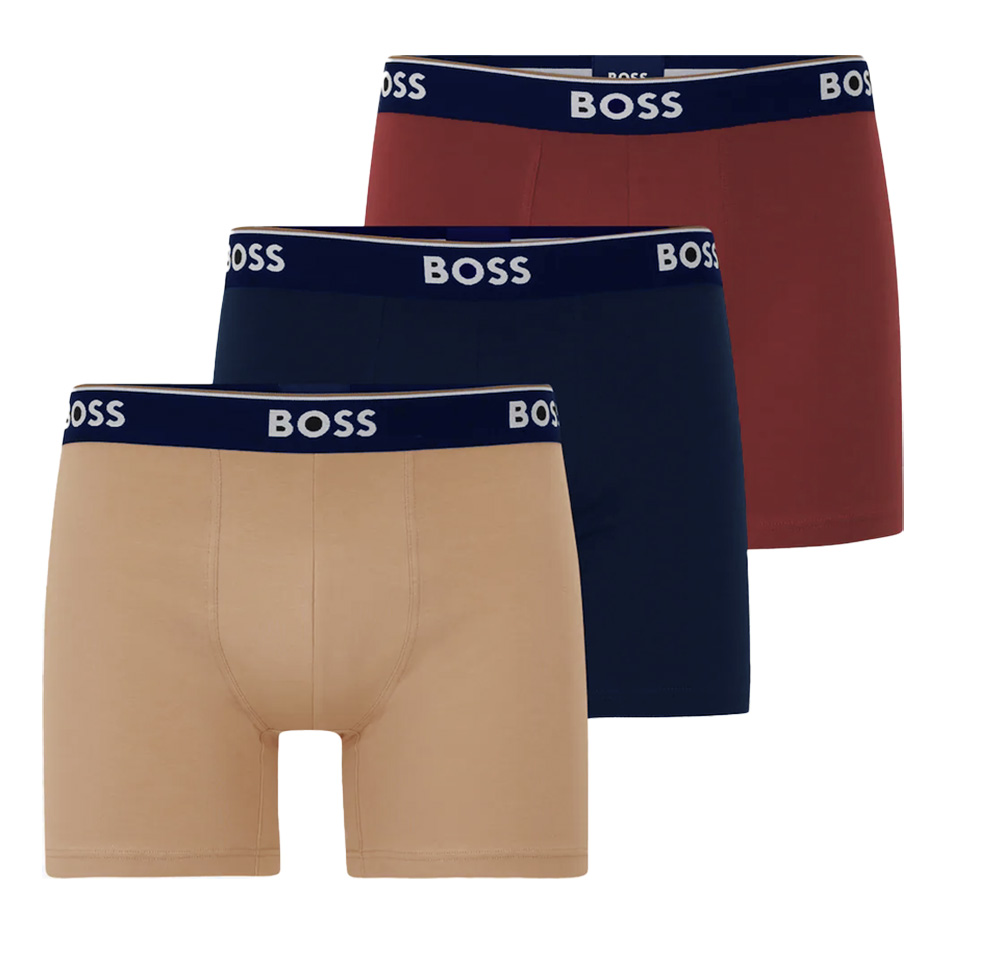 Hugo Boss Power boxershorts 3-pack beige-terra-blauw