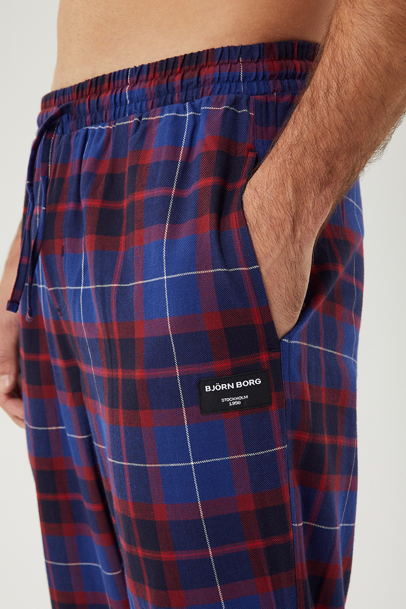 Bjorn Borg Pyjamabroek flanel blauw-rood geruit  