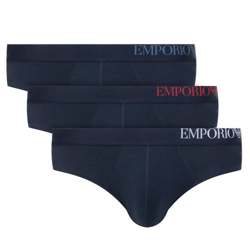 Emporio Armani - Heren - 3-Pack Slips Donkerblauw - Blauw - M