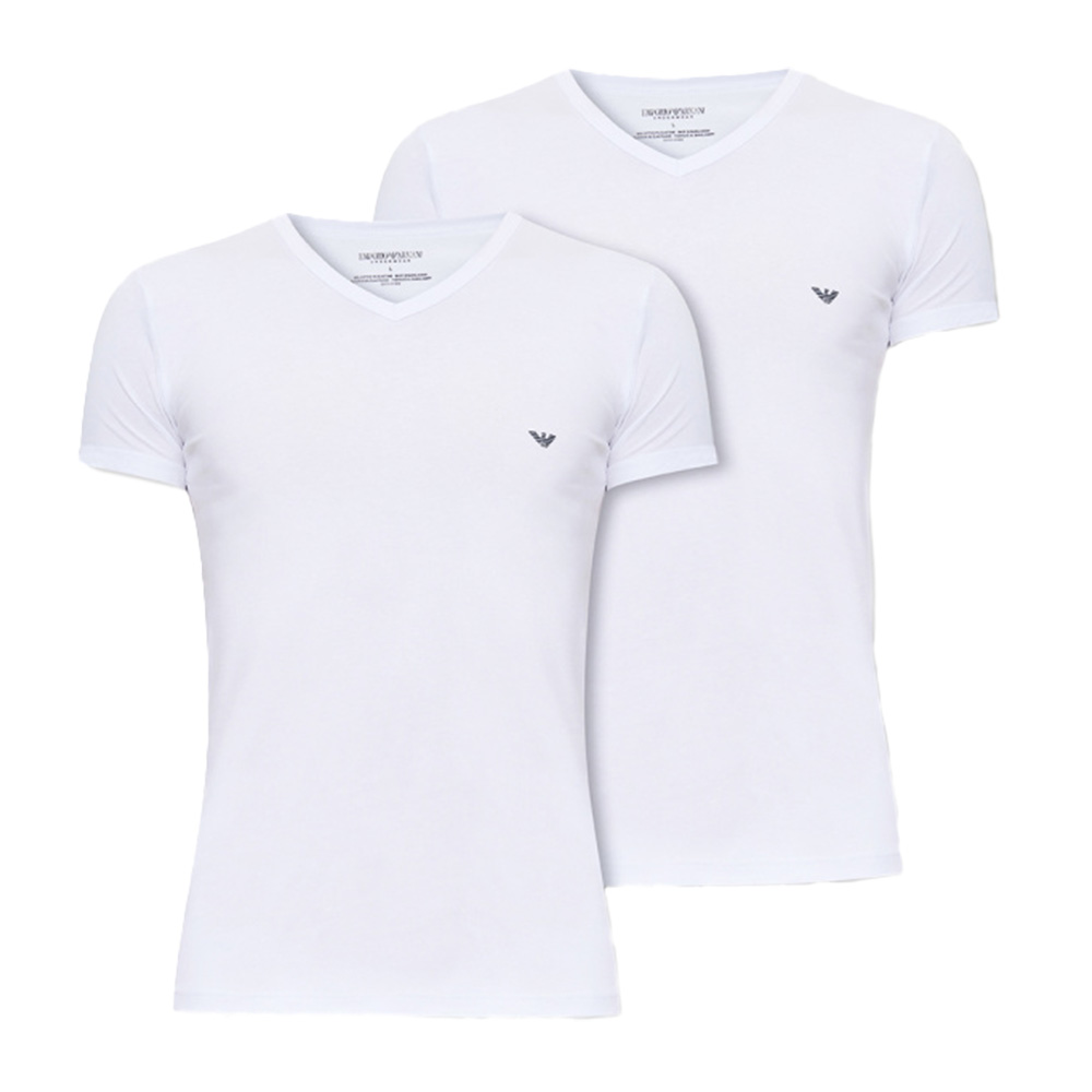 Armani T-shirts V-hals Core 2-pack wit