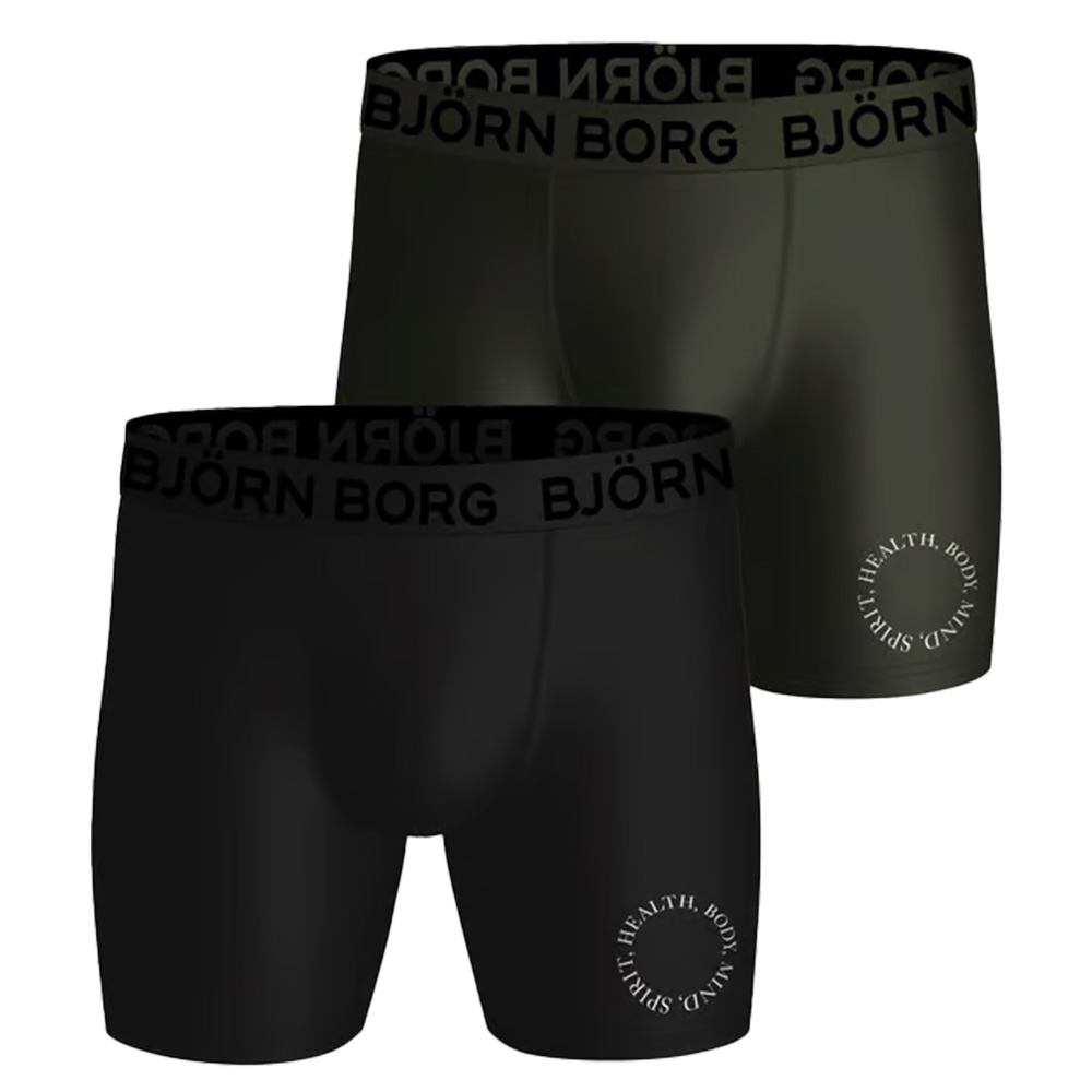 Bjorn Borg Boxershorts Performance 2-pack groen - zwart