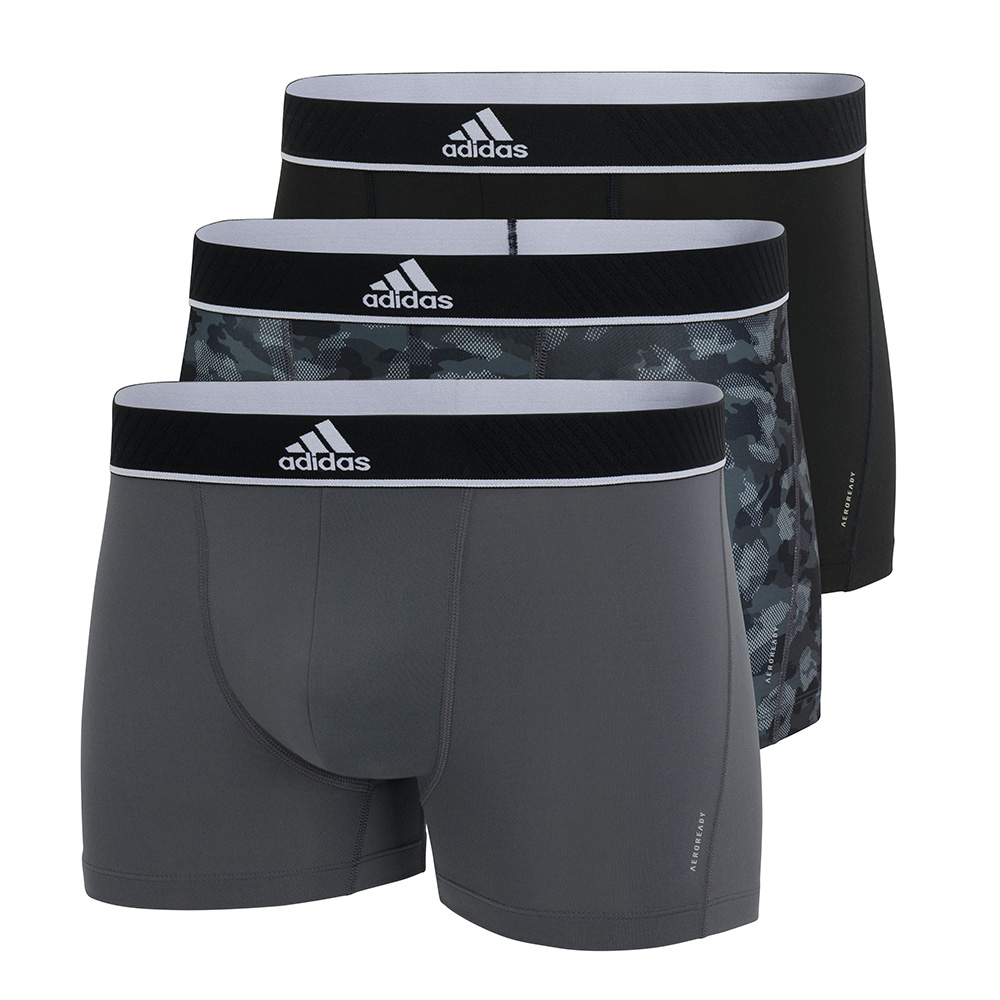 Adidas boxershorts active microfiber flex 3-pack grijs-zwart