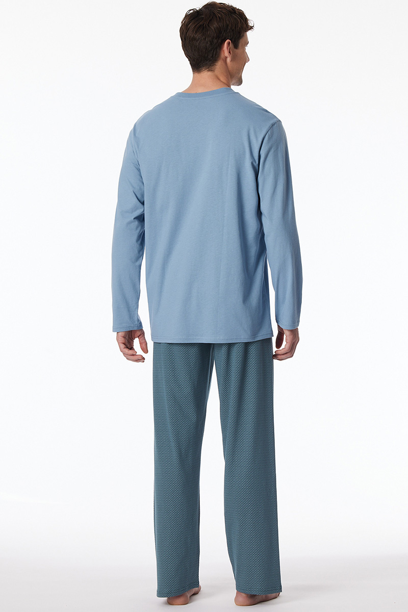 Schiesser Pyjama blue met V-hals 