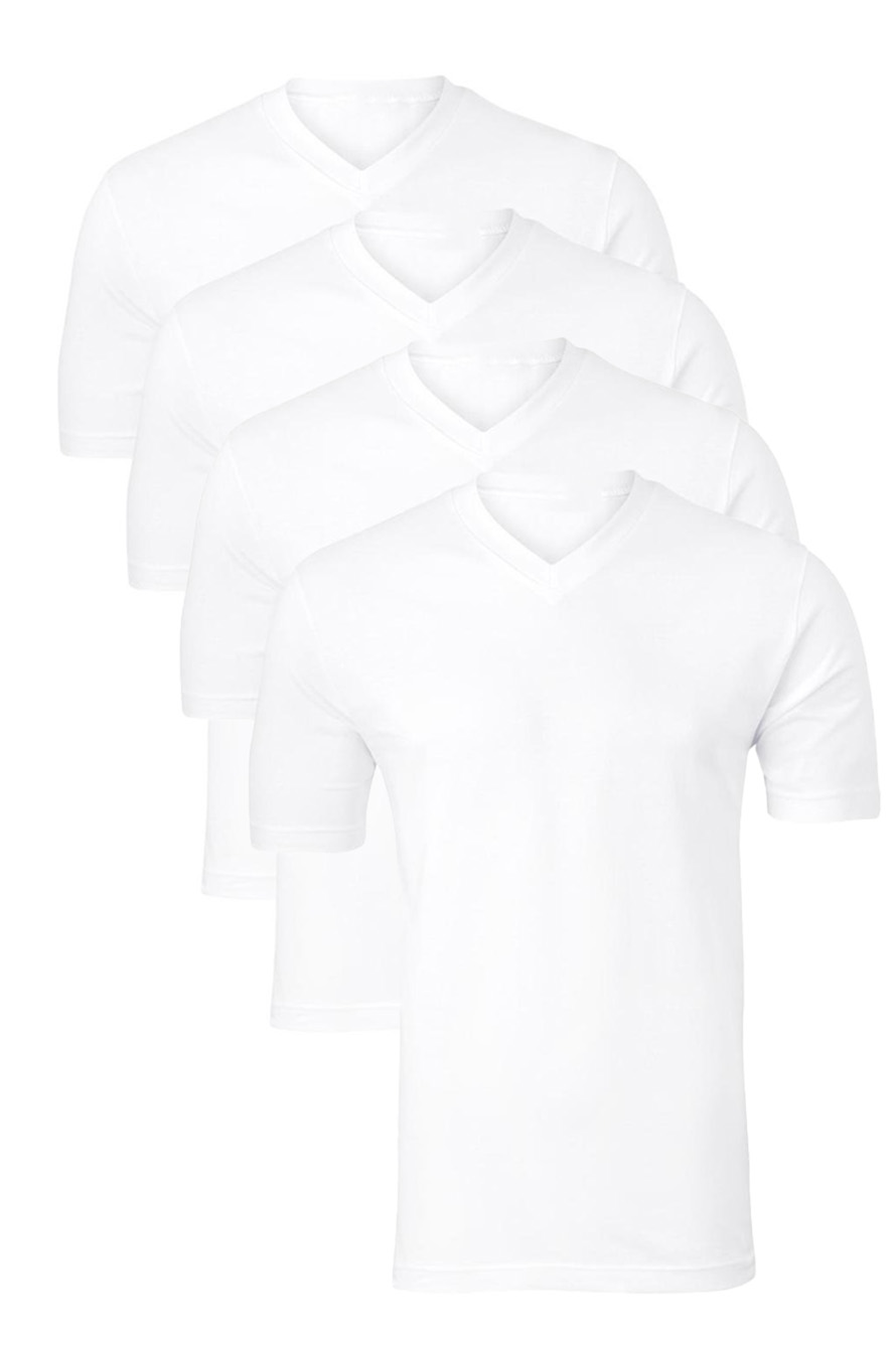 Schiesser American V-hals t-shirts 4-pack wit