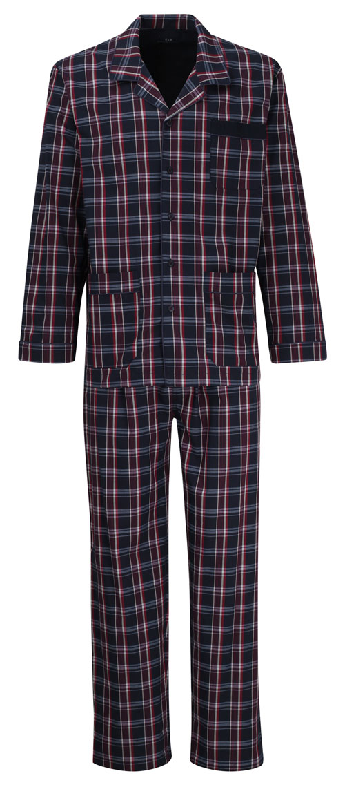 Gotzburg pyjama doorknoop ruit blauw-rood
