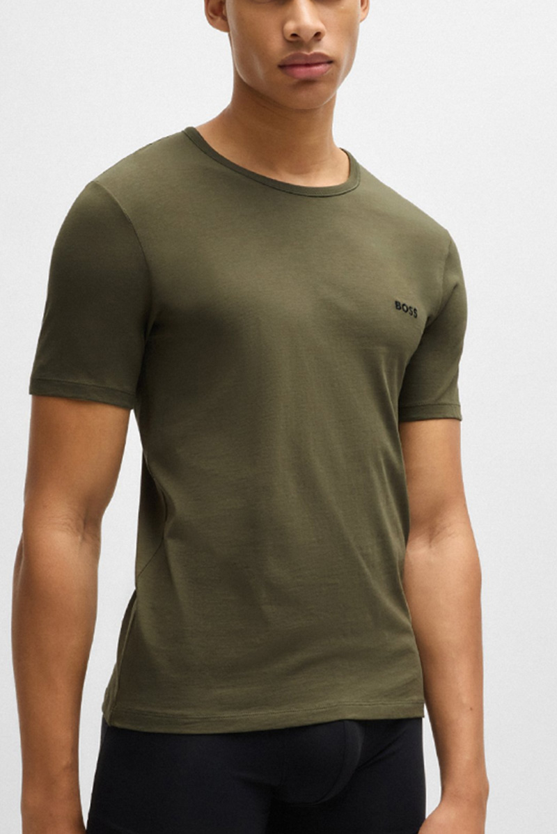 Hugo Boss T-shirt O-hals zwart-groen-beige