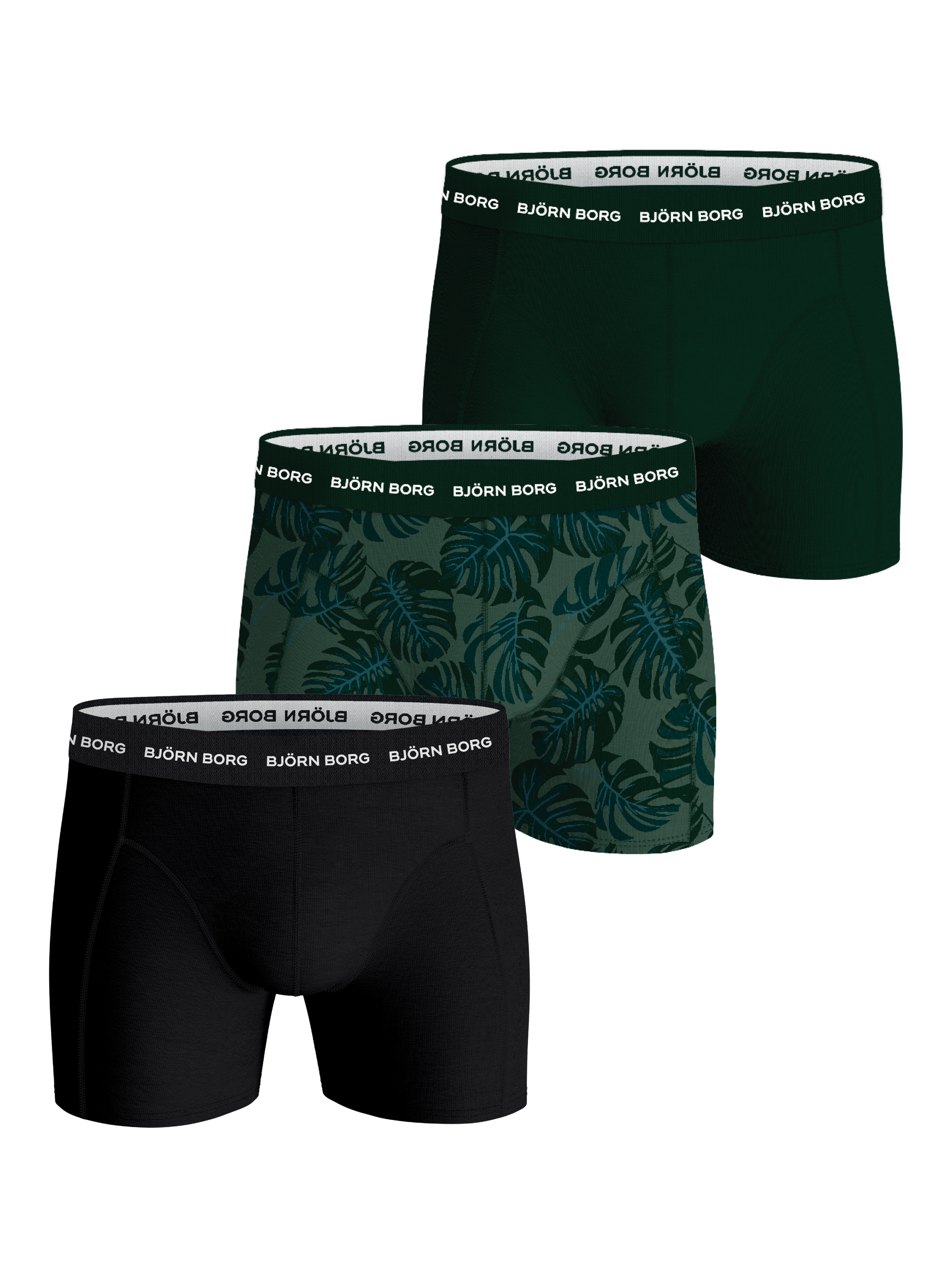 Bjorn Borg boxershorts cotton stretch 3-pack zwart-groen