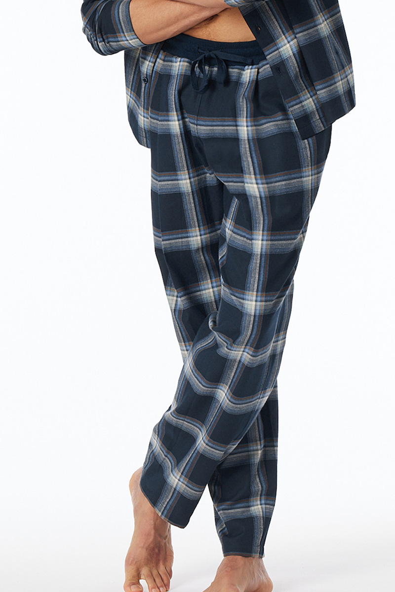 Schiesser pyjamabroek Flanel blauw