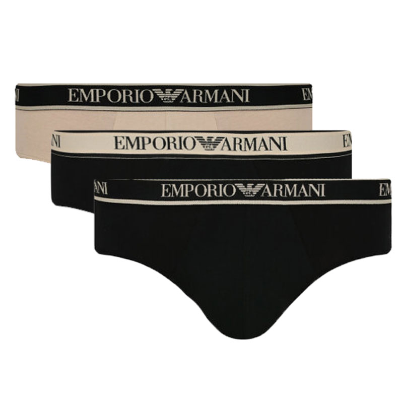 Armani Slips 2-pack zwart met shiny waistband